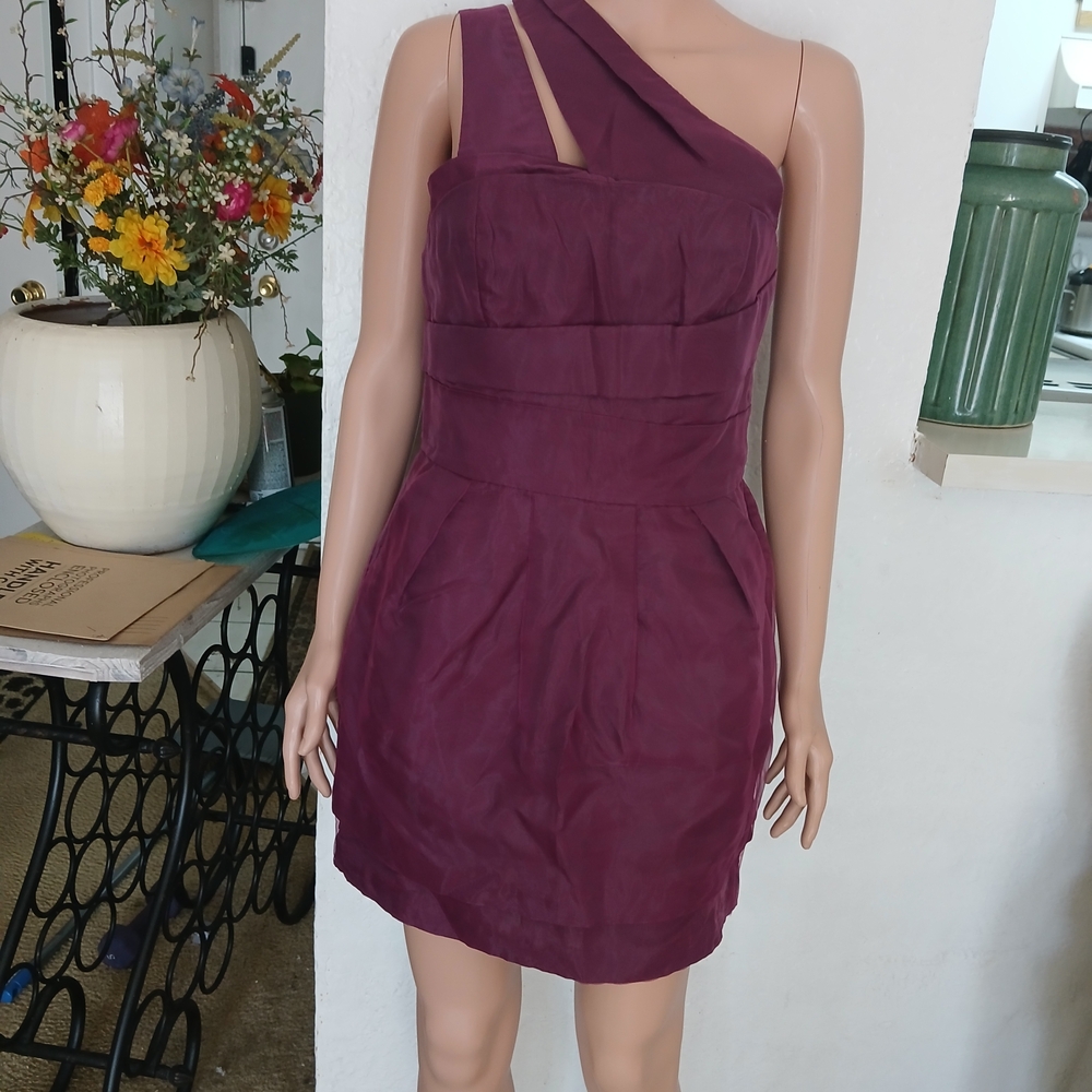 BCBGeneration One-Shoulder Dress in Rich Purple